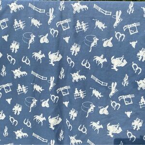 Vintage N&N Studio Brand "Cowpokes" Denim Blue Western 4-Piece Full XL Sheet Set